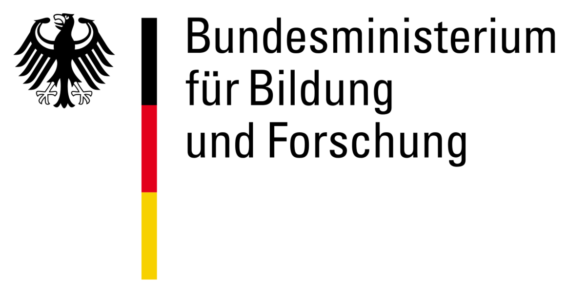 bmbf Logo des Bundesministeriums für Gesundheit mit Bundesadler und Streifen in Schwarz-Rot-Gold links der Schrift.