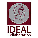 Profil eines Mannes im Kreis, mit rotem Hintergrund. Darunter steht "IDEAL Collaboration".