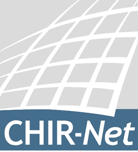 Logo mit stilisiertem Netz, darunter der Text "CHIR-Net" in blauer Schrift.
