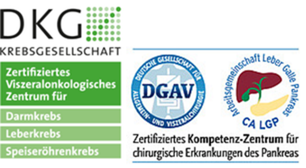 dkg-dgav-01 Logos der DKG und DGAV, zertifizierte Zentren für viszeralonkologische Erkrankungen wie Darm-, Leber- und Speiseröhrenkrebs.