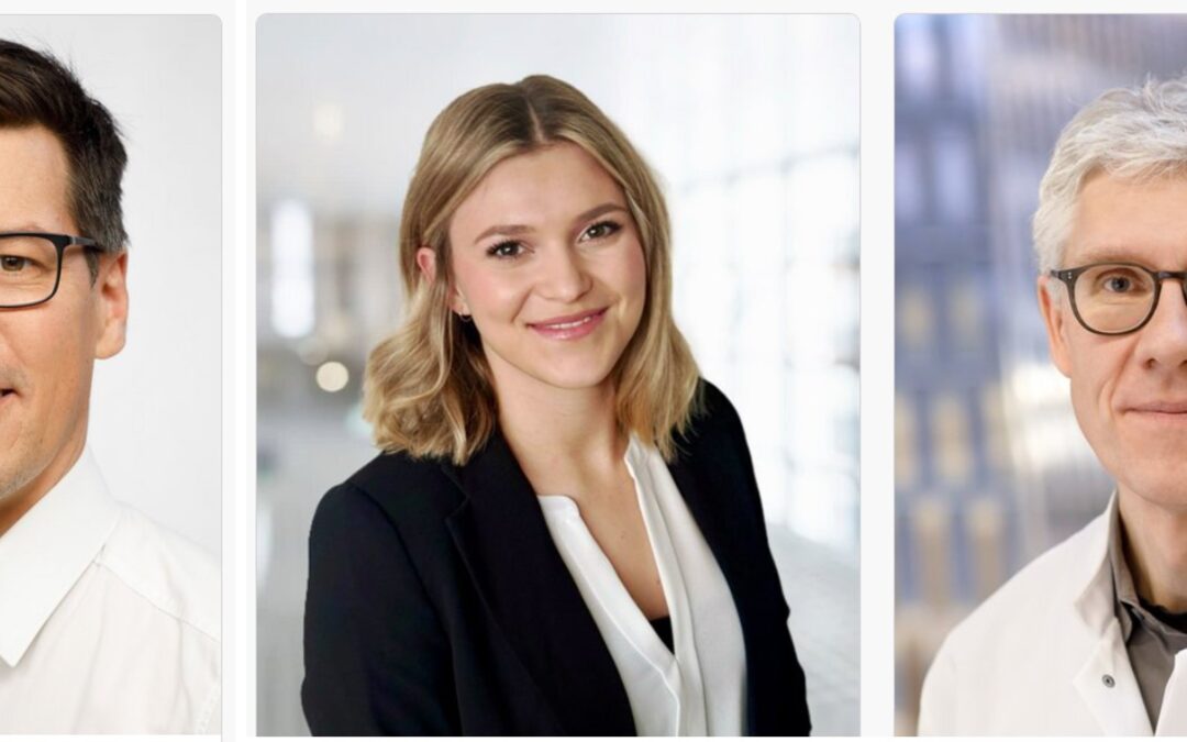 Drei Porträtfotos, links ein Mann mit Brille, in der Mitte eine Frau, rechts ein Mann mit Brille und weißem Kittel.